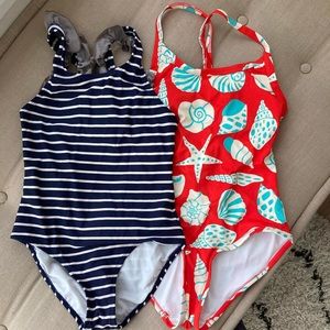 Hanna Andersson one piece swimsuit girls 150 women’s xs. Same size.